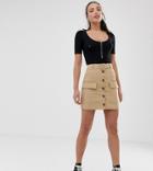 Parisian Tall Button Front Utility Skirt - Beige