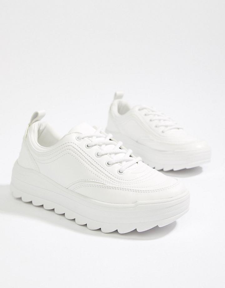 Bershka Chunky Sneaker In White - White