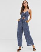 Moon River Double Tie Jumpsuit-blue