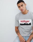 Tommy Hilfiger Label Logo Print Fashion Slim Fit T-shirt In Gray Marl - Gray