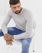 Boss Akusto Logo Crew Neck Sweater In Oatmeal - Stone