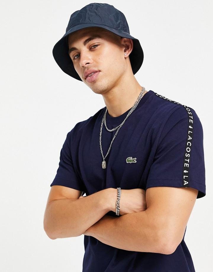 Lacoste Taped Sleeve T-shirt In Navy