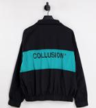 Collusion Unisex Nylon Overhead Jacket In Black-multi