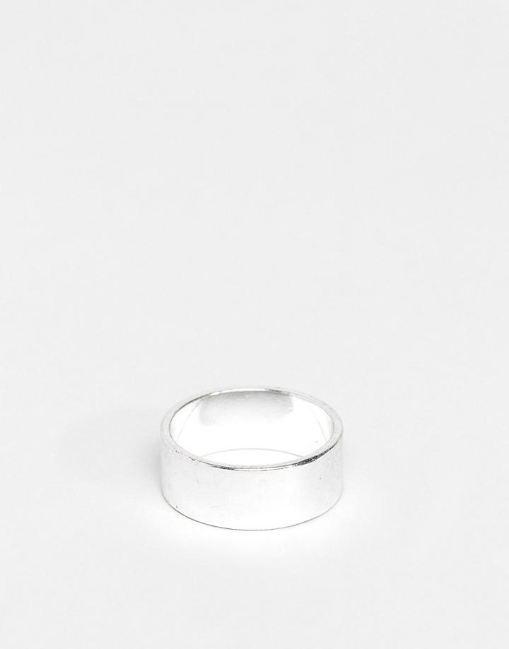 Asos Design Pinky Band Ring In Silver Tone
