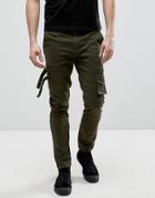 Asos Skinny Pants With Pocket Details In Khaki - Green
