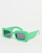 Asos Design Recycled Frame Chunky Mid Square Sunglasses In Bright Green