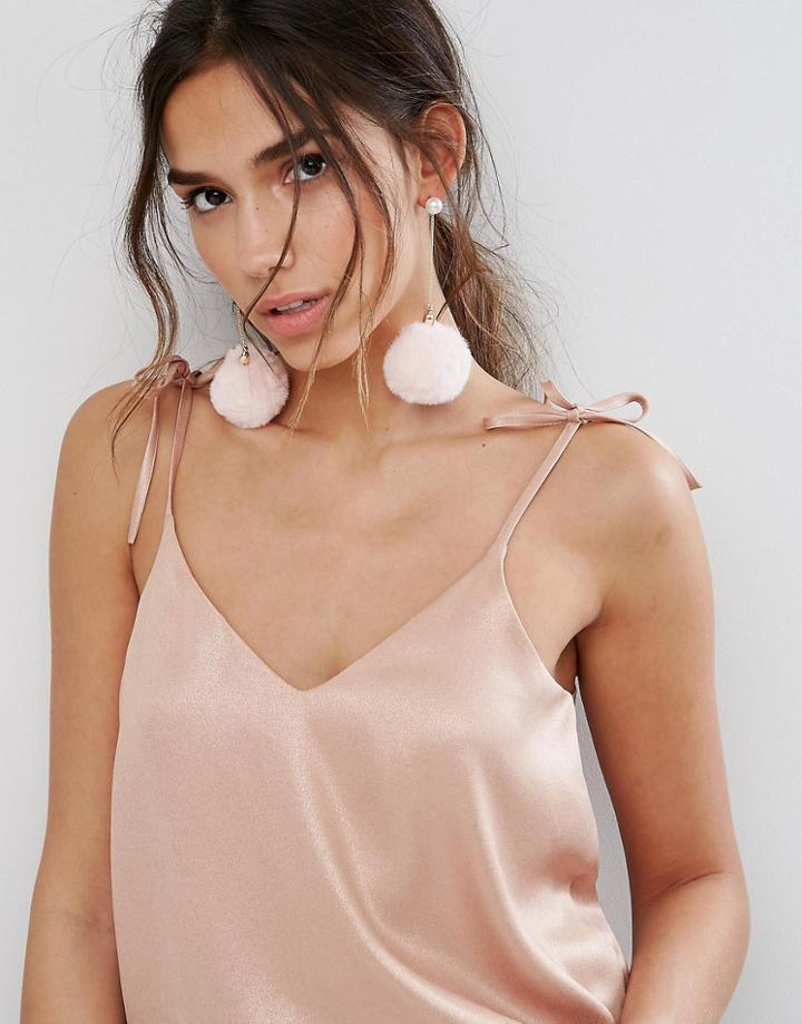 Aldo Blush Faux Fur Pom Pom Earrings - Pink