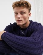 New Look Cable Knit Detail Sweater In Navy