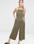 New Look Crepe Culotte Jumpsuit - Green