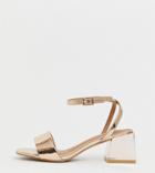 Asos Design Wide Fit Honeywell Block Heeled Sandals - Gold
