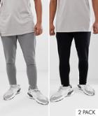 Asos Design Super Skinny Sweatpants 2 Pack Black Flat Gray-multi