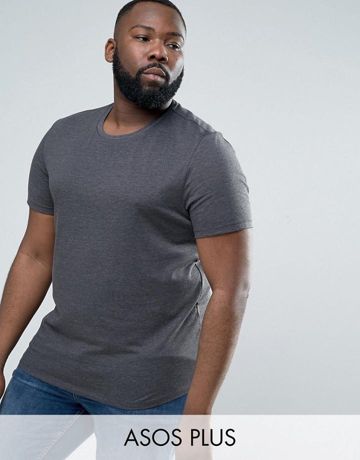 Asos Plus T-shirt With Crew Neck In Charcoal - Gray