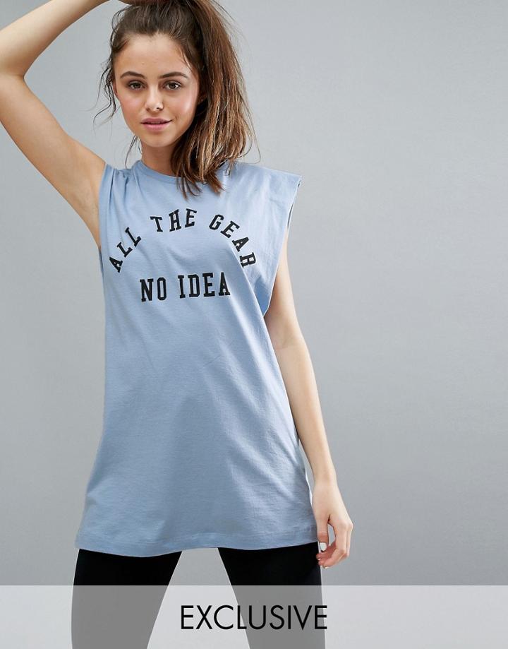 Twerk Out All The Gear Muscle Tank In Baby Blue - Blue