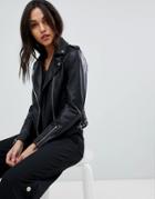 Lipsy Faux Leather Biker Jacket - Black