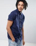 Asos Regular Fit Check Shirt In Navy - Navy