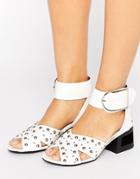 Truffle Collection Stud Kitten Heel Sandal - White