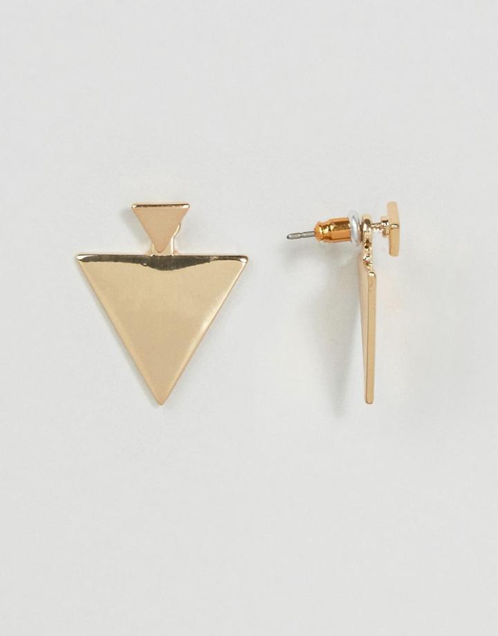 Asos Flat Metal Triangle Swing Earrings - Gold