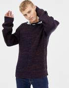 Brave Soul Cable Twist Contrast Sweater - Brown