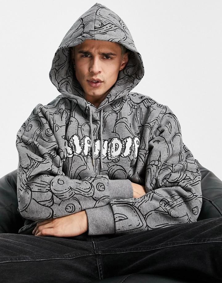 Ripndip Bubble Bobble All-over Hoodie In Charcoal-gray