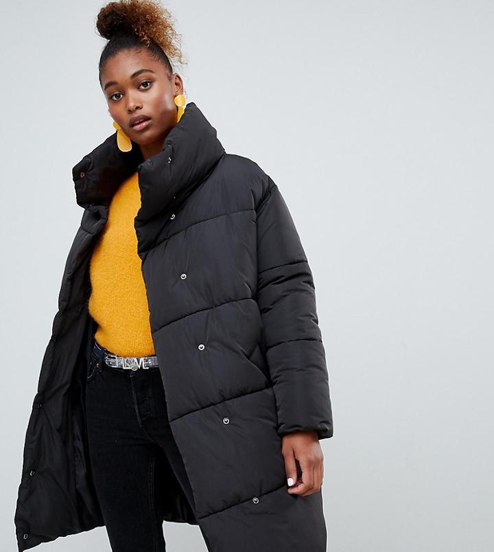 Monki Longline Puffer Jacket-black