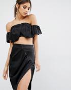 Kendall + Kylie Ruffle Bandeau Top - Black