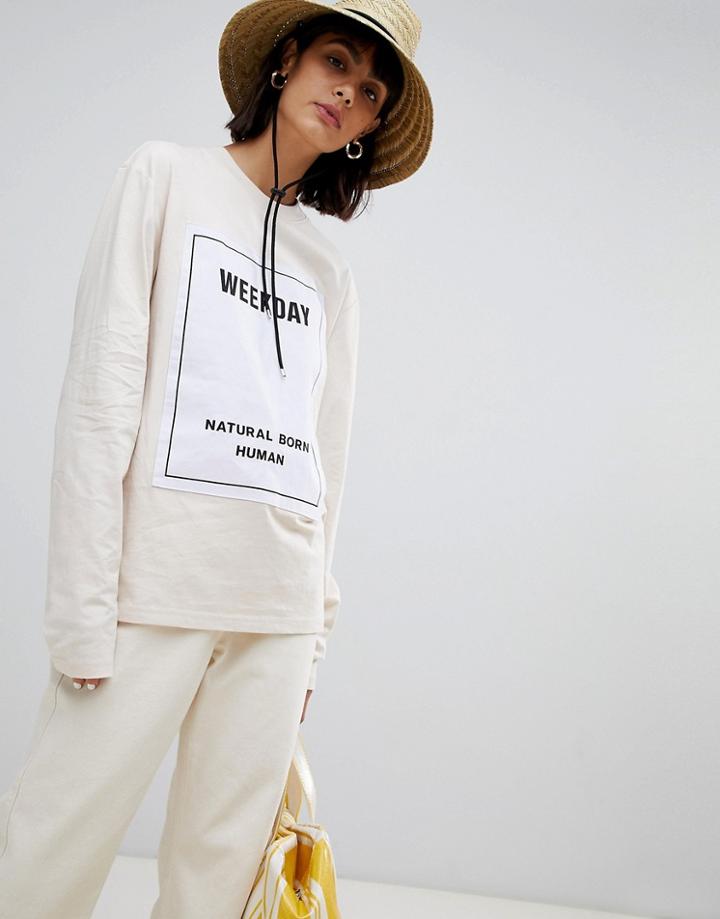 Weekday Limited Collection Boyfriend Long Sleeve Top - Beige