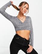 Na-kd Wrap Front Crop Top In Gray