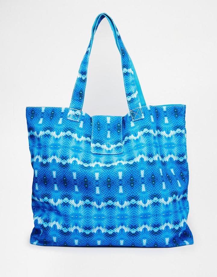 Echo Printed Reversible Beach Tote Bag - Ocean
