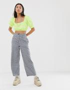 Asos Design Casual Gingham Straight Leg Pants-multi