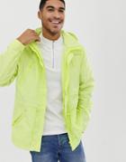 Asos Design Parka Jacket In Fluro Green - Green