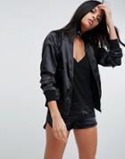 Story Of Lola Silky Bomber Jacket - Black