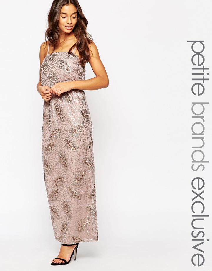 Little Mistress Petite Sequin Maxi Dress - Mink