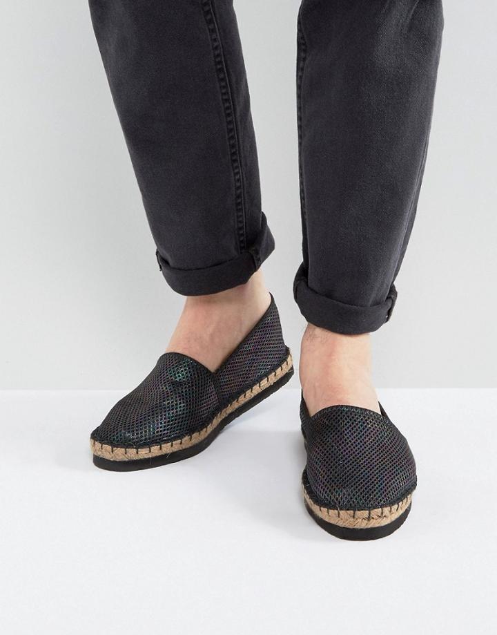 Asos Espadrilles In Iridescent Mesh With Black Wedge - Black