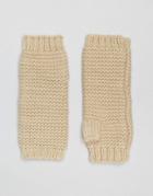 Vila Knitted Fingerless Mittens - Beige