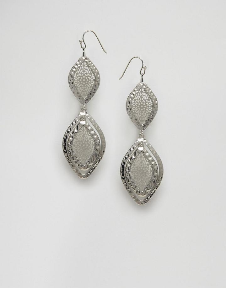 Nylon 2 Part Disc Drop Earrings - Silver