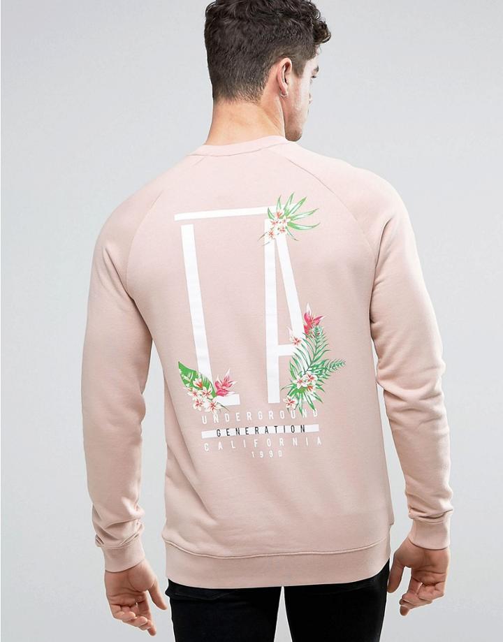 Asos Sweatshirt With La Tropical Floral Print - Green