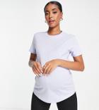 Asos Design Maternity Ultimate T-shirt With Crew Neck In Organic Cotton Blend In Baby Blue