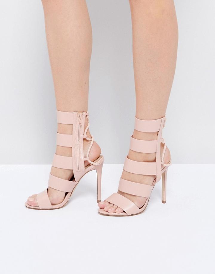 Aldo Hawaii Pink Lace Back Heeled Strappy Sandals - Pink
