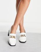 Glamorous Mid Heel Loafers In White