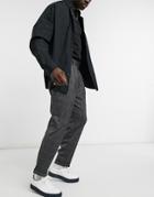Asos Design Oversized Tapered Dressy Pants In Plaid-grey