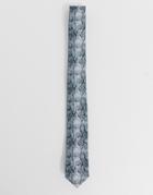 Asos Design Slim Snake Print Tie - Gray