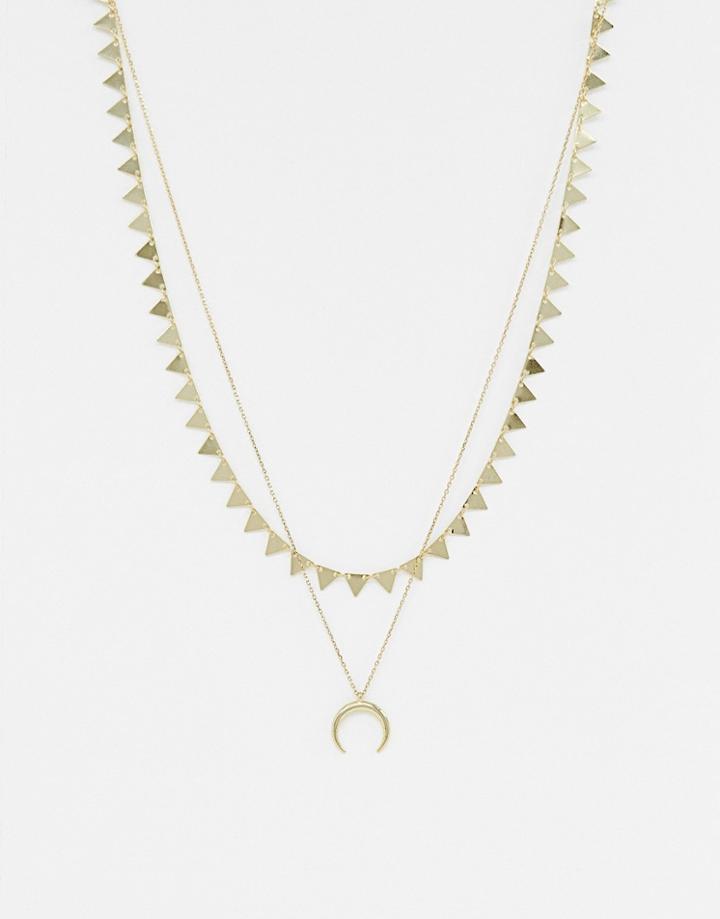 Orelia Gold Plated Triangle And Cresent Layering Necklace - Gold