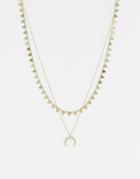 Orelia Gold Plated Triangle And Cresent Layering Necklace - Gold