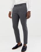 Moss London Skinny Suit Pants In Wool Mix Stripe - Gray