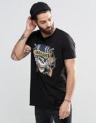 Asos T-shirt With Guns N' Roses Print With Distressing And Ripped Hem - Black