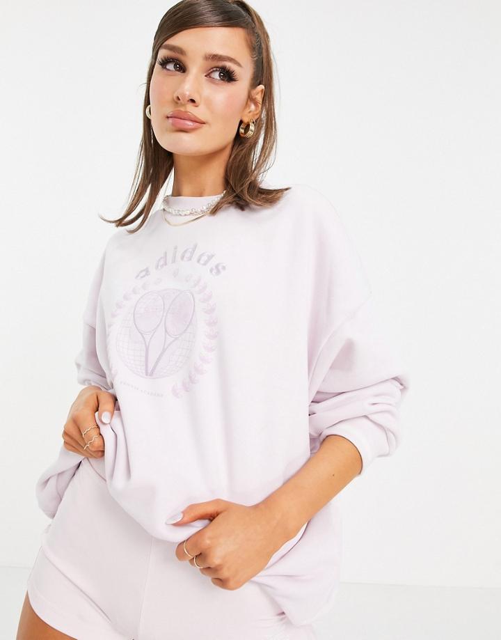 Adidas Originals Tennis Luxe Logo Sweatshirt In Pearl Pink