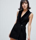 River Island Tux Romper In Black - Blue