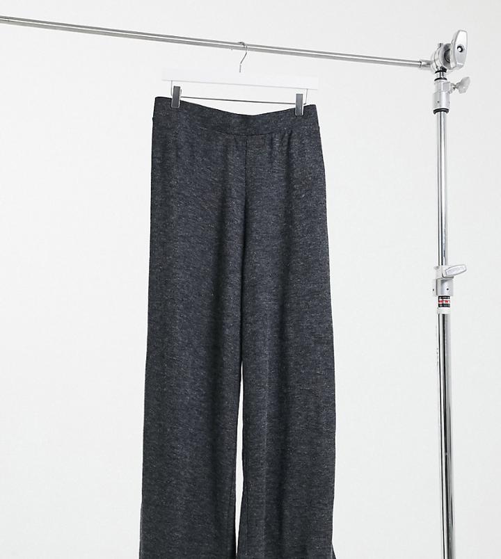 Only Curve Jersey Wide Leg Pants In Gray-grey