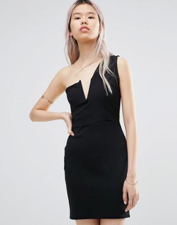 Daisy Street One Shoulder Dress - Black