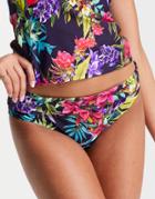 Figleaves Rio Fold Bikini Bottoms In Navy Tropical-multi